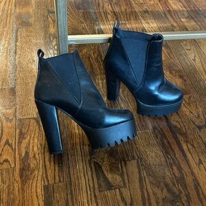 Black Platform Ankle Boot High Heels